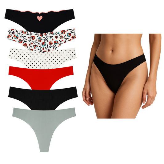 Calzón De Dama Tanga Invisible Sin Costura Confort 12 Piezas