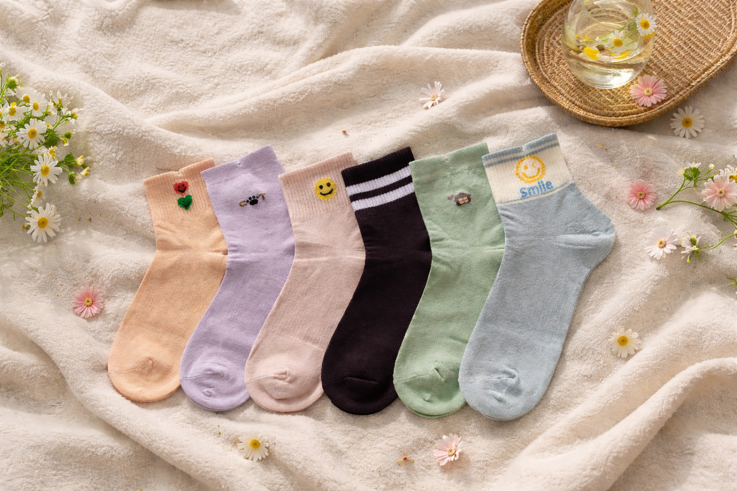Calcetines Tobilleros Dama Estampado Shein Algodón 10 Pares