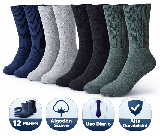 Calcetín Pie Diabético Caballero Vestir Confort 12 Pares
