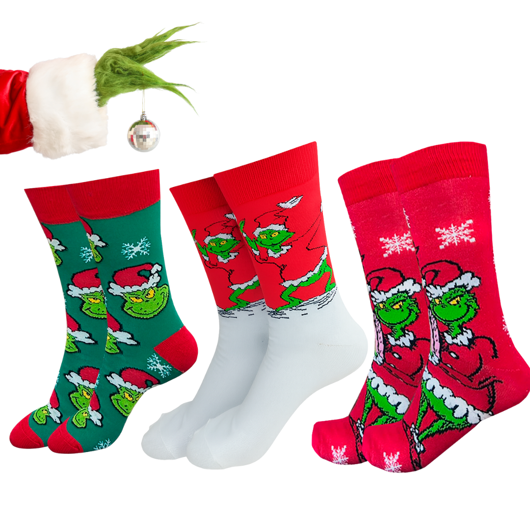 Calcetines Navideños Diseño " Grinch " Divertidos SET de 3 Pares