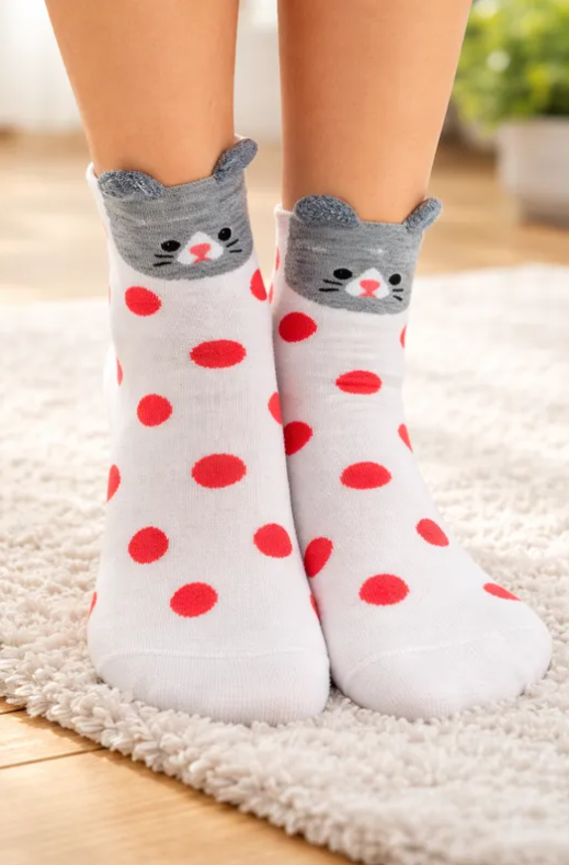 Calcetas Orejitas Mujer 3D Animalitos Algodón Cute 10 Pares