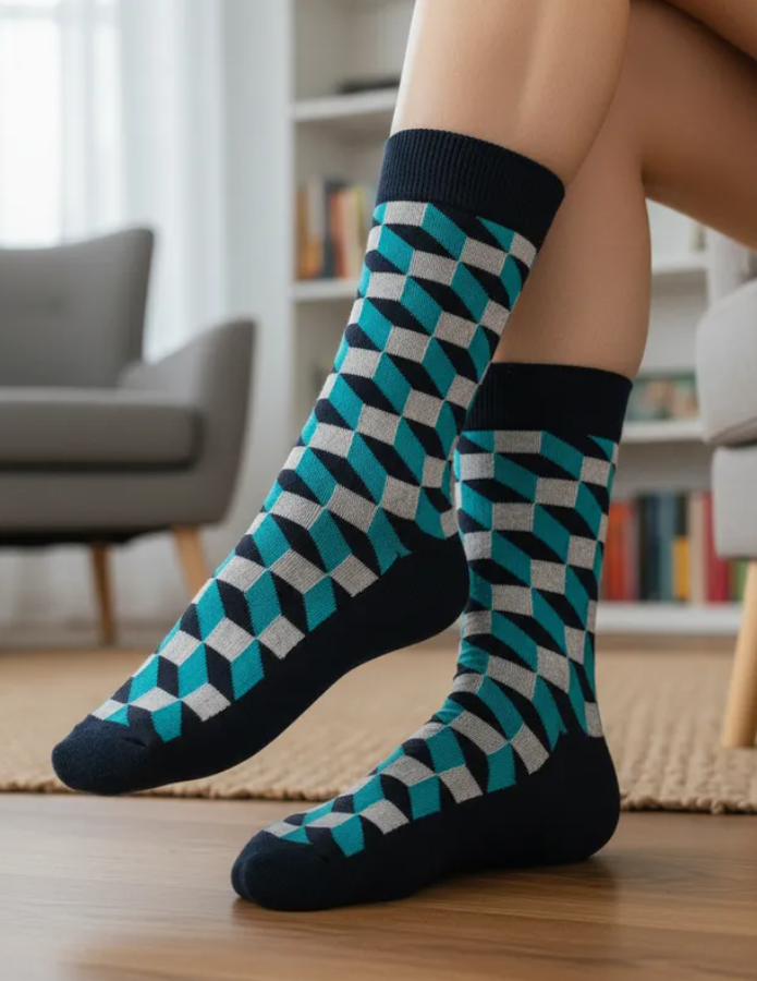 Calcetines "Cubos 3D Color Azul"