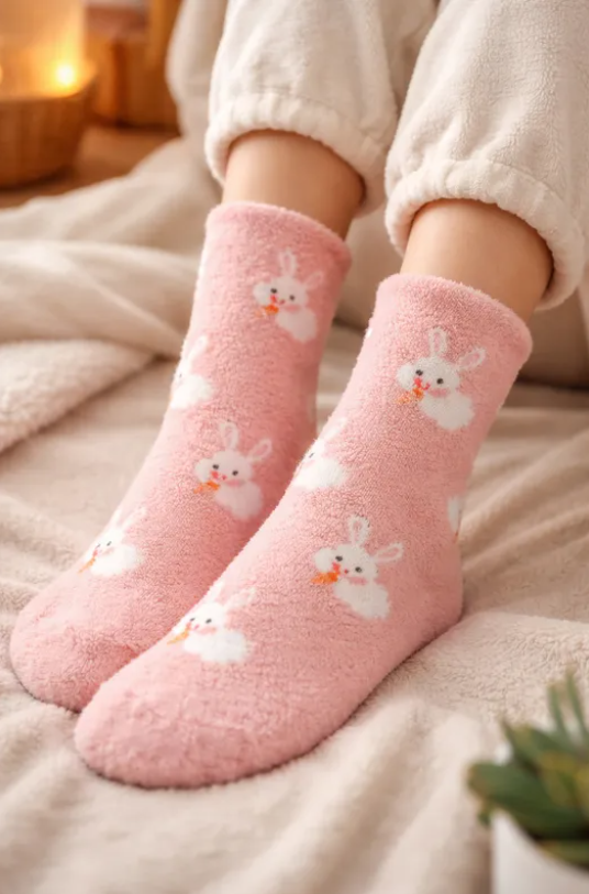 Calcetas Afelpadas Figuritas Térmicas Invierno 4 Pares