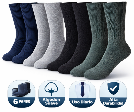 Calcetín Pie Diabético Caballero Vestir Confort 6 Pares