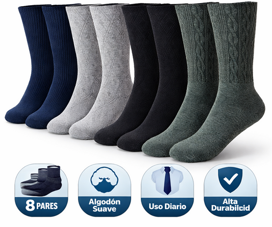 Calcetín Pie Diabético Caballero Vestir 8 Pares