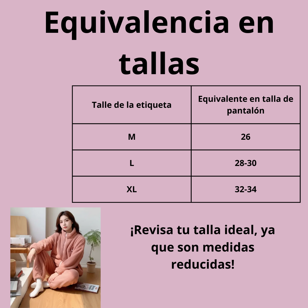 Pijama Afelpada Dama Osito Rosa  Moda Calientitas Polar Pantalón Y Suéter
