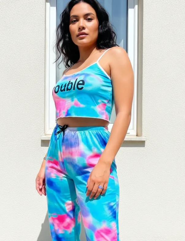 Pijama Mujer Conjunto Verano Top, Short, Pantalón Y Calcetas Diseño de Arcoiris