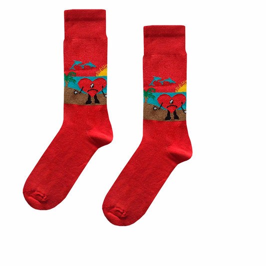 Calcetines Divertidos Bad Bunny / "Un Verano Sin Ti" Color Rojo