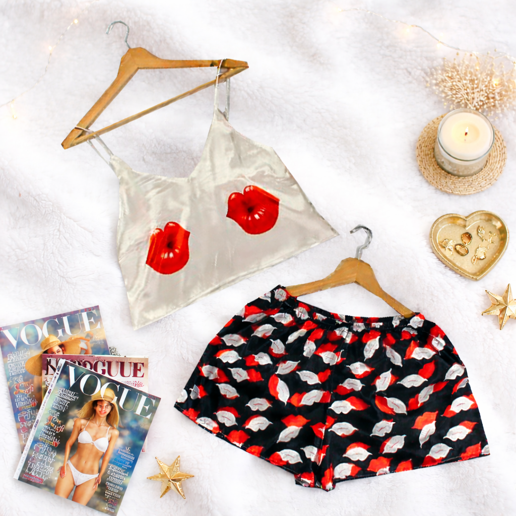 Pijama Mujer Top/Short Frescas Moda "Besos"