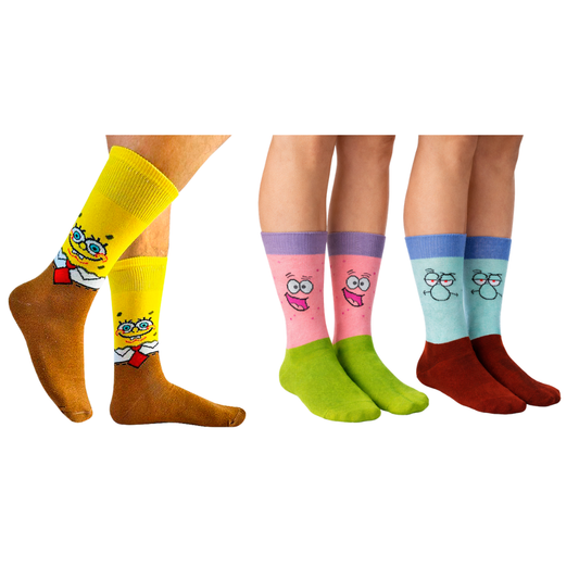 Calcetas Bob Esponja Calamardo Patricio Animados 3 Pares