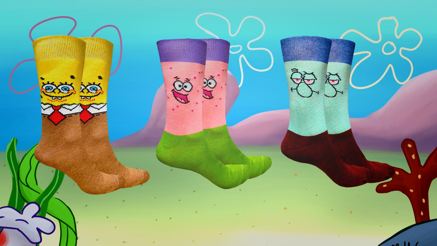 Calcetas Bob Esponja Calamardo Patricio Animados 3 Pares