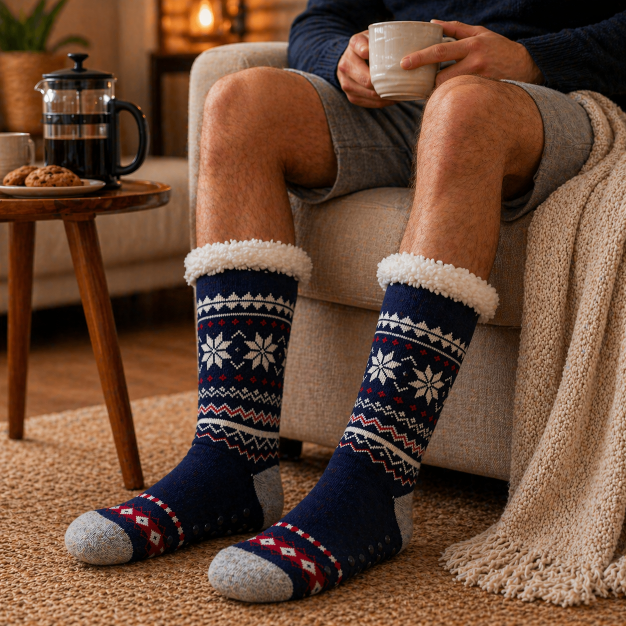 Calcetines De Borrego Peluche Térmicas Navidad (2 pares)