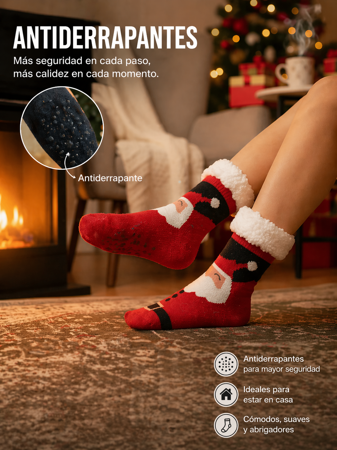 Calcetines De Borrego Peluche Térmicas Navidad (2 pares)