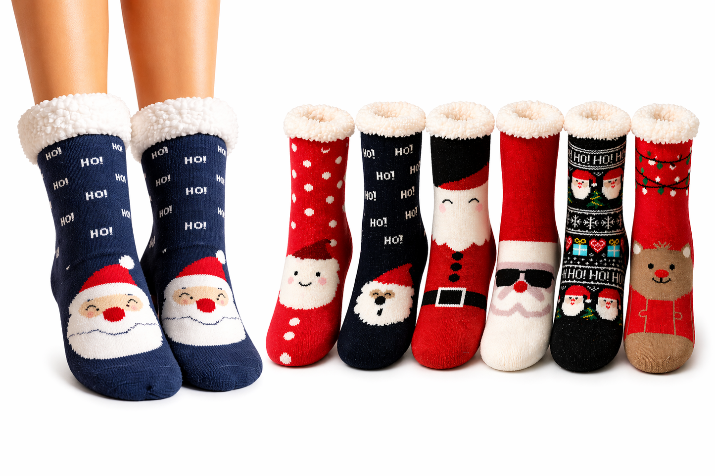 Calcetines De Borrego Peluche Térmicas Navidad (2 pares)