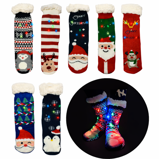 Calcetines De Borrego Luz Peluche Térmicas Navidad (2 pares)