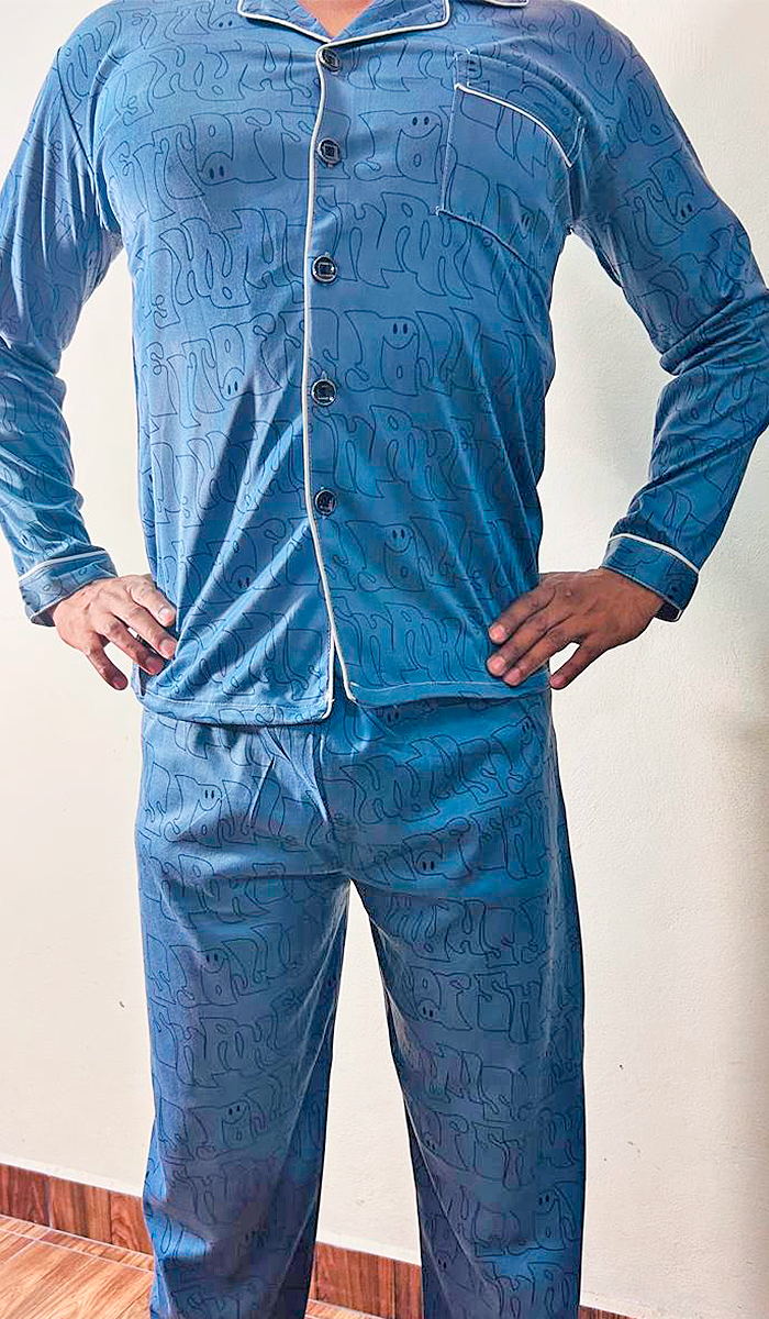 Pijama De Hombre Letras Grafiti Color Azul