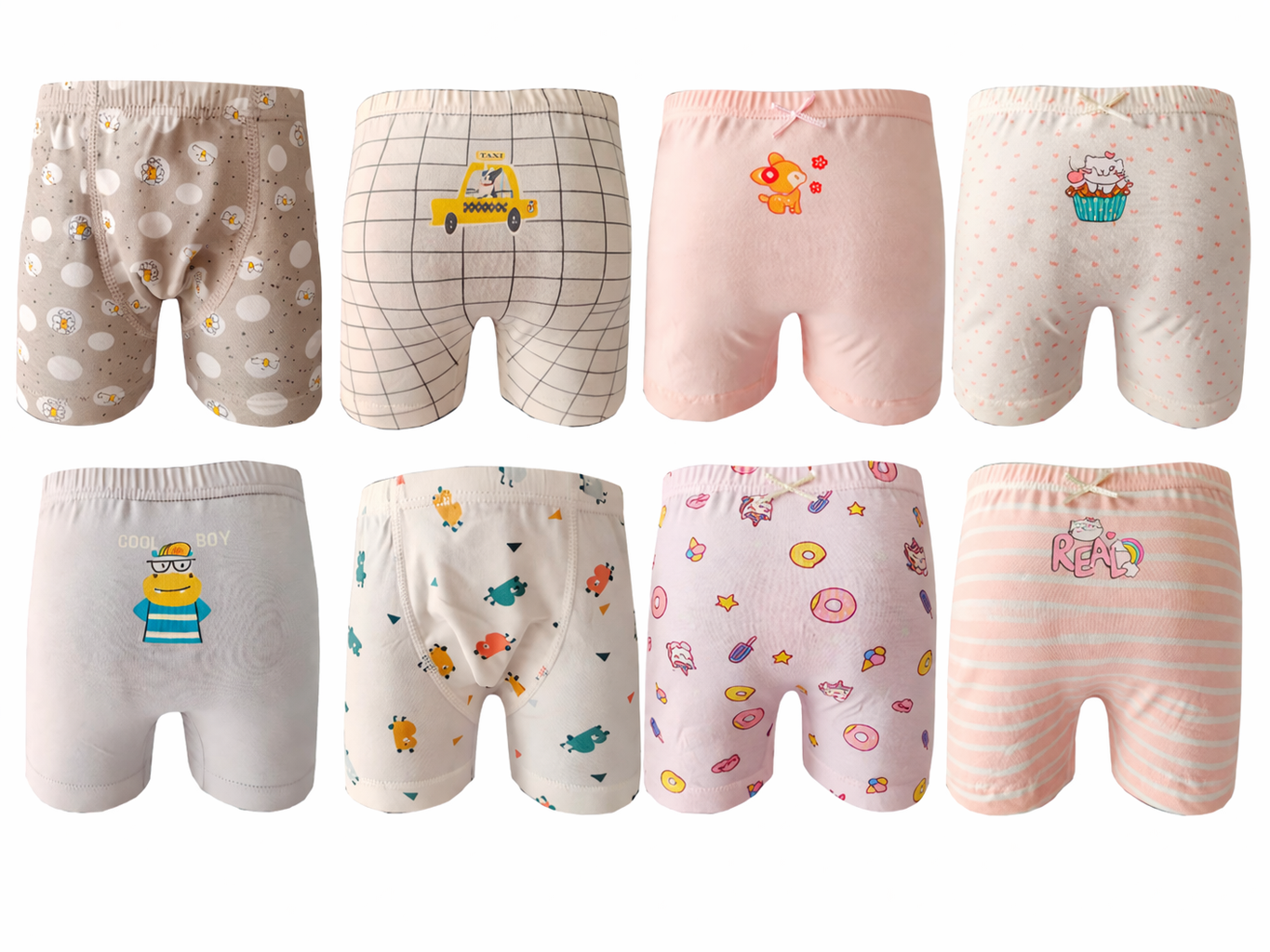 Bóxer Infantil Niño/ Niña Algodón Moda Confort Set de 4 Piezas