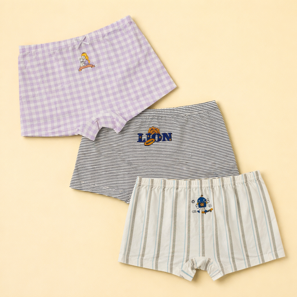Bóxer Infantil Niño/ Niña Algodón Moda Confort Set de 4 Piezas