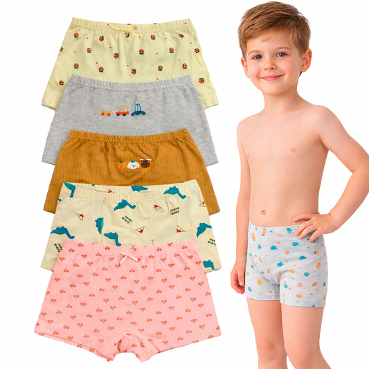 Bóxer Infantil Niño/ Niña Algodón Moda Confort Set de 4 Piezas