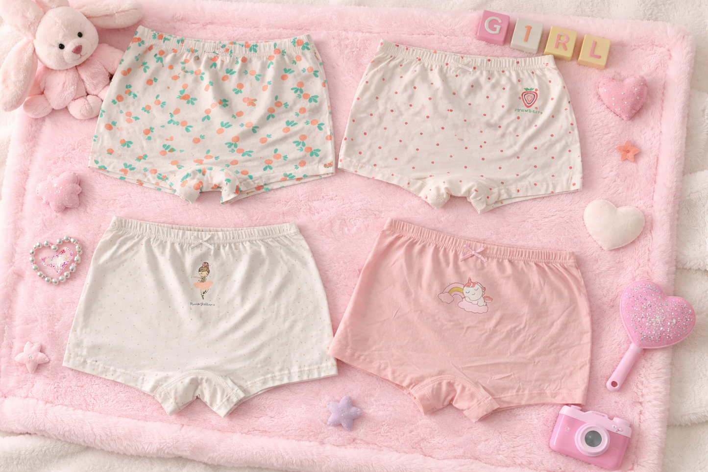 Bóxer Infantil Niño/ Niña Algodón Moda Confort Set de 4 Piezas