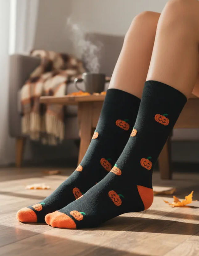 Calcetines Halloween Con Caritas De Calabaza