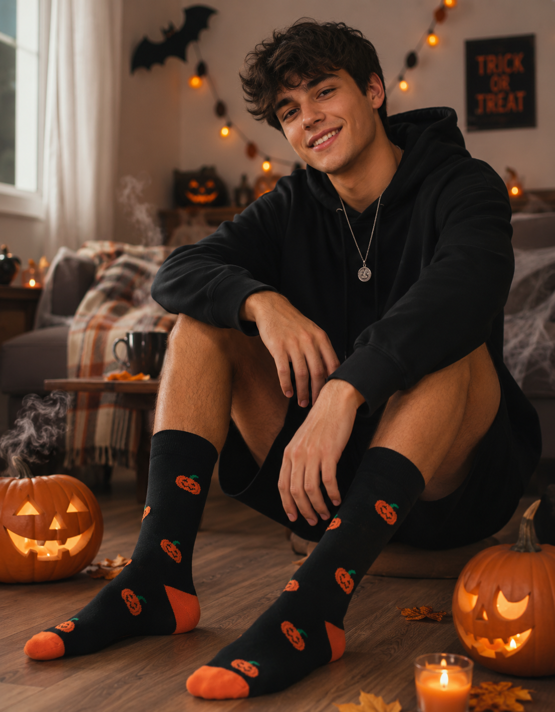 Calcetines Halloween Con Caritas De Calabaza