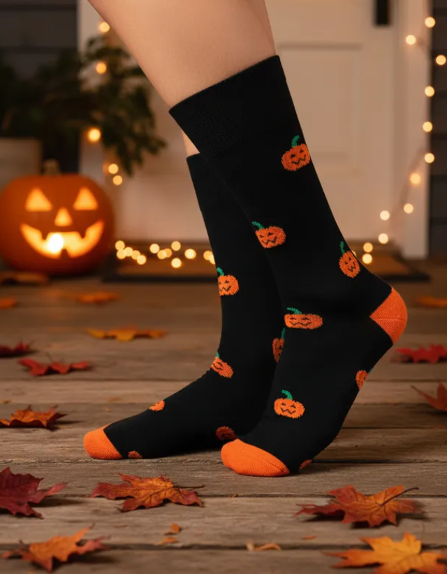 Calcetines Halloween Con Caritas De Calabaza