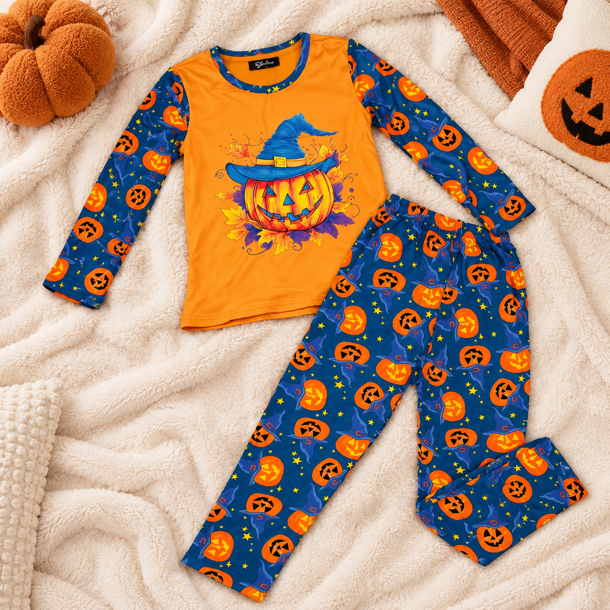 Pijama De Halloween/ Día De Muertos Infantil Niñ@s Térmica Moda Calabaza