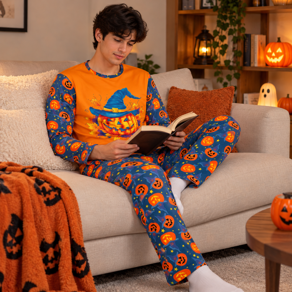 Pijama De Halloween/ Día De Muertos Hombre Térmica Moda Calabaza