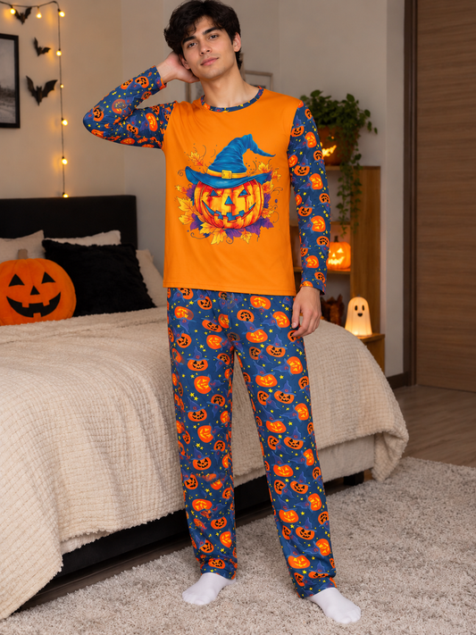 Pijama De Halloween/ Día De Muertos Hombre Térmica Moda Calabaza