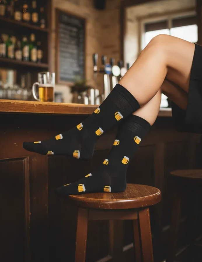 Calcetines Divertidos "Tarros De Cervezas Color Negro"