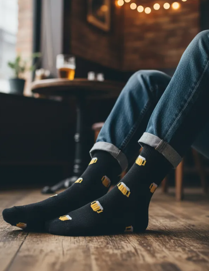 Calcetines Divertidos "Tarros De Cervezas Color Negro"