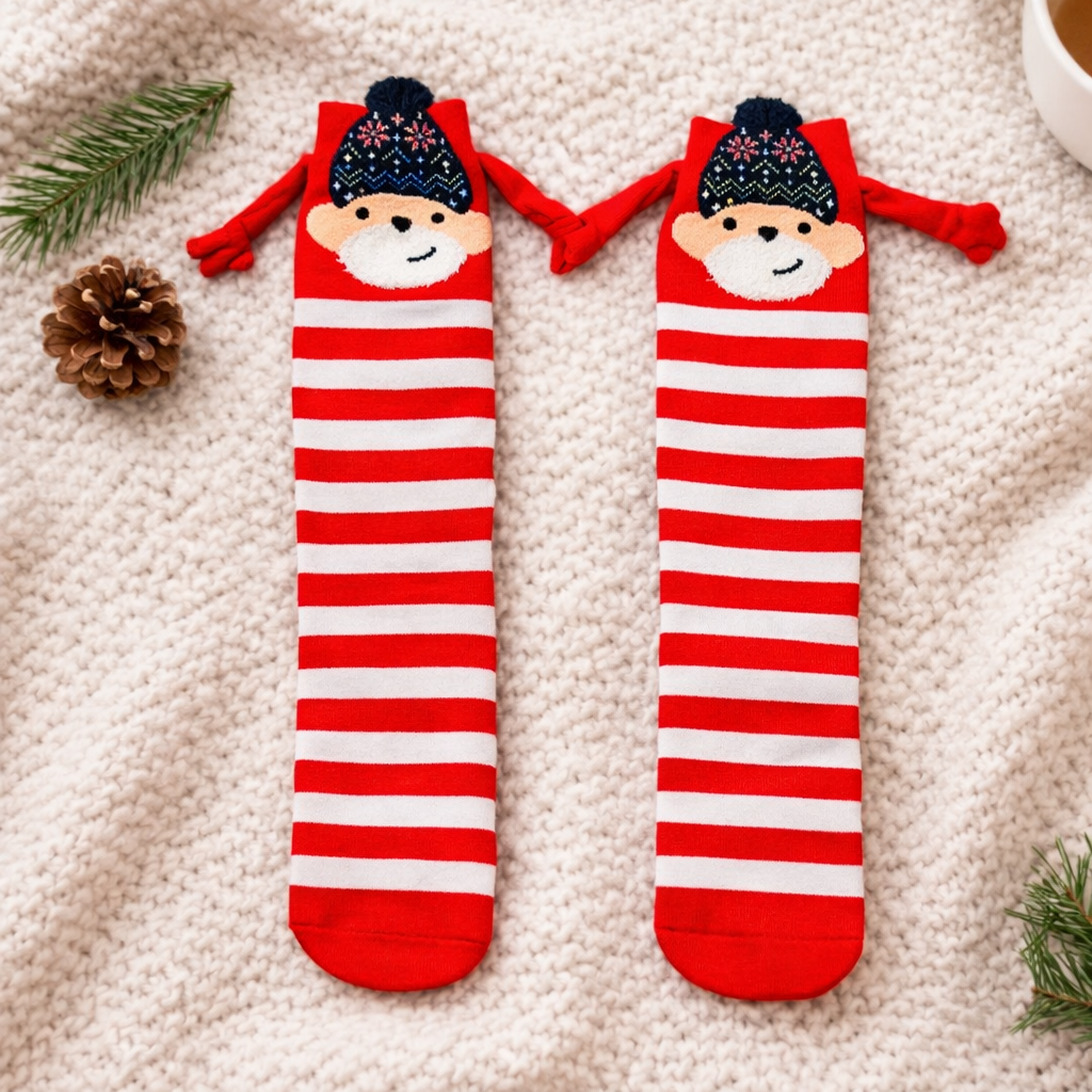 Calcetas Navideñas Manitas Imán Moda Cute Changuito 1 Par