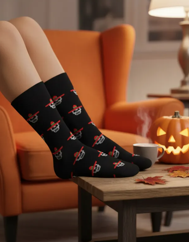 Calcetines Halloween "Calavera Con Sombrero"