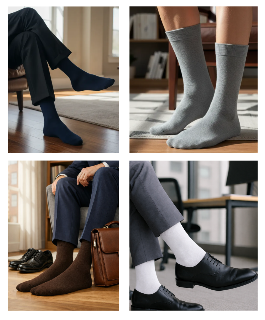 Calcetines Vestir Caballero Algodón Lisos Ejecutivos Elegantes Moda 5 Pares