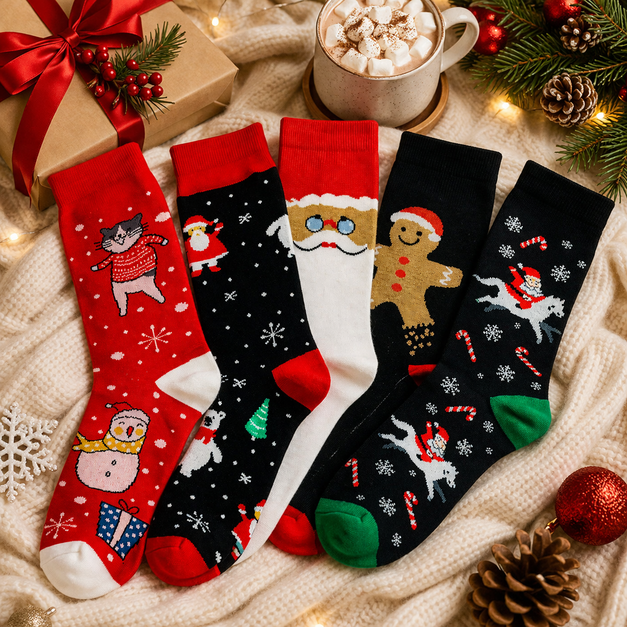 MAD BOX Calcetines Navidad Vestir Colores Moda 6 Pares