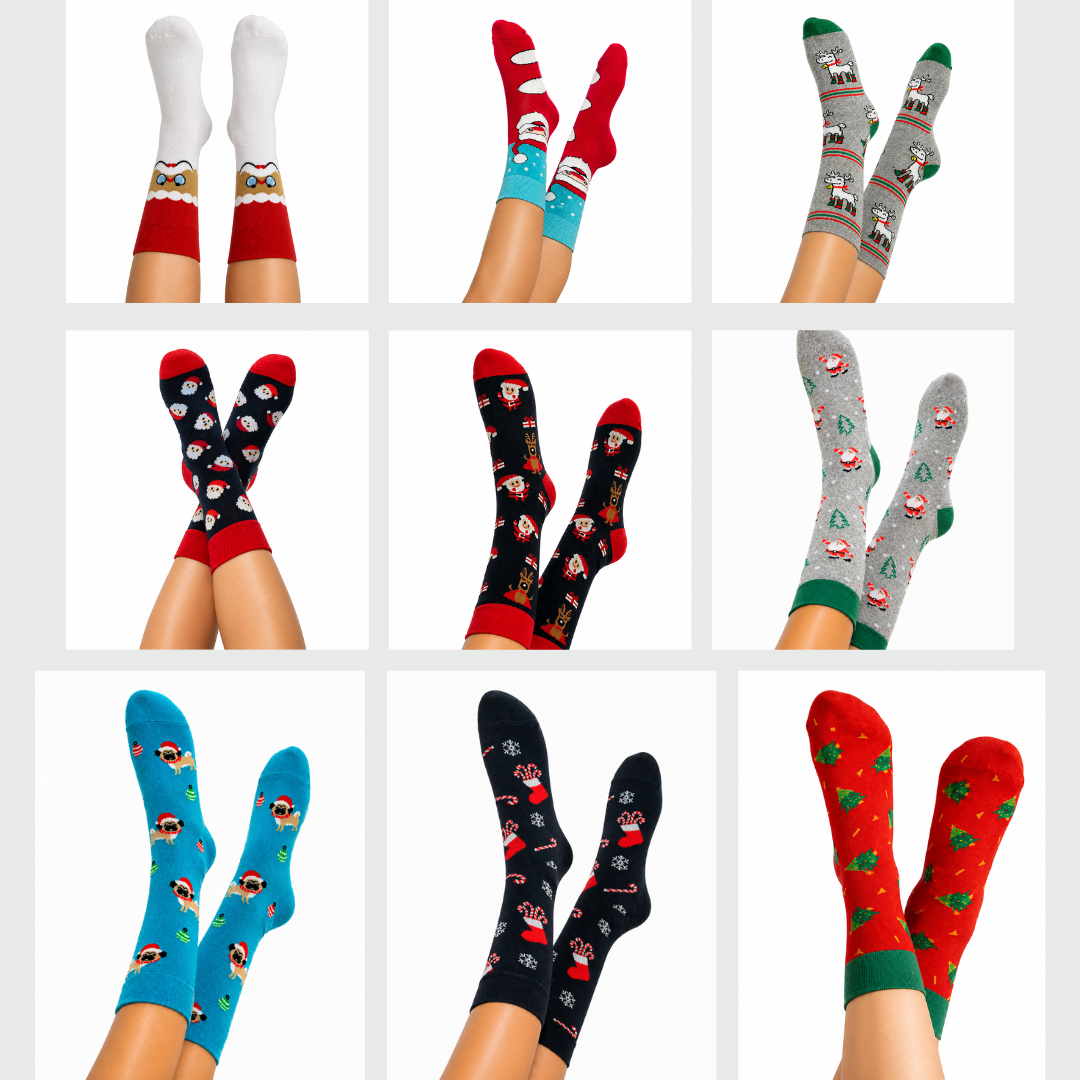 MAD BOX Calcetines Navidad Vestir Colores Moda 12 Pares