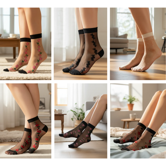 Calcetas Tobimedias Transparentes Mujer Elegantes 10 Pares