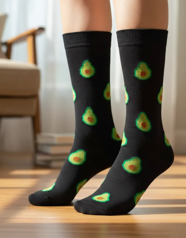 Calcetines Divertidos "Aguacates Color Negro"