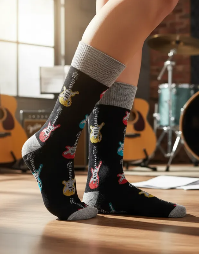Calcetines Divertidos "Guitarras De Colores"