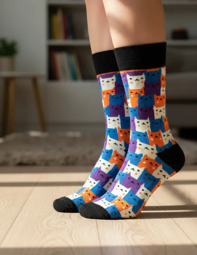 Calcetines Divertidos "Gatitos de Colores"
