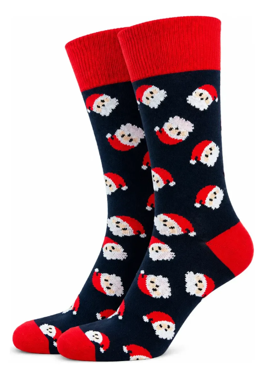 Calcetines Navideños Divertidos Diseño de Caritas de Santa Claus