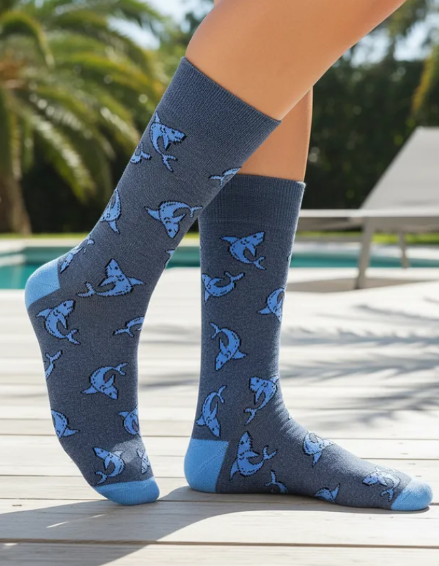 Calcetines Divertidos "Tiburones Color Azul"