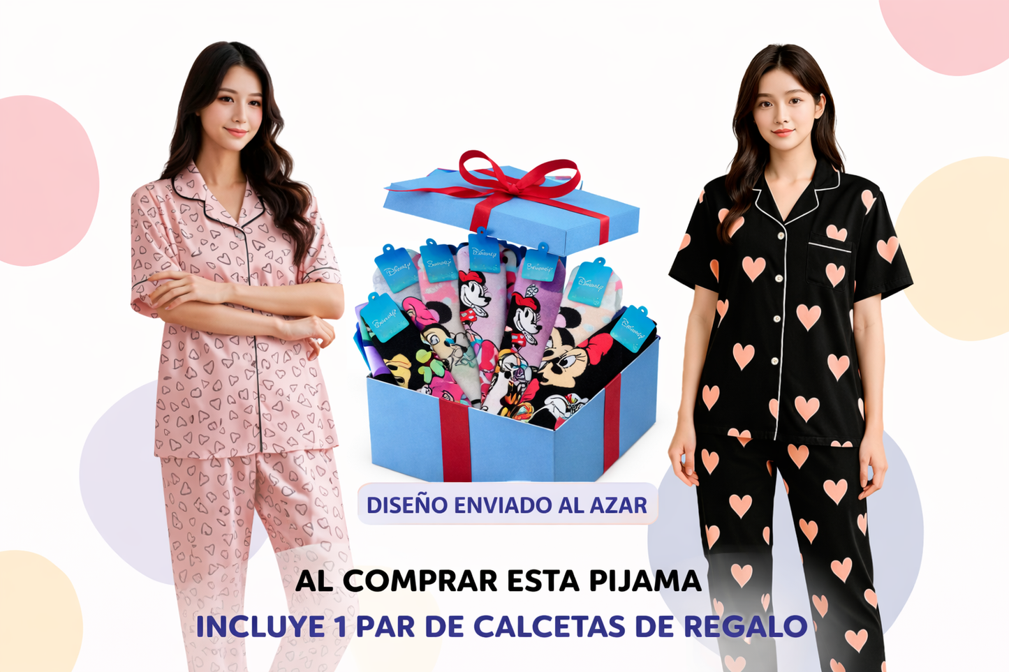 Conjunto De Pijama Rosa Mujer Pantalón y Camisa Botones Elegante Diseño De Corazones