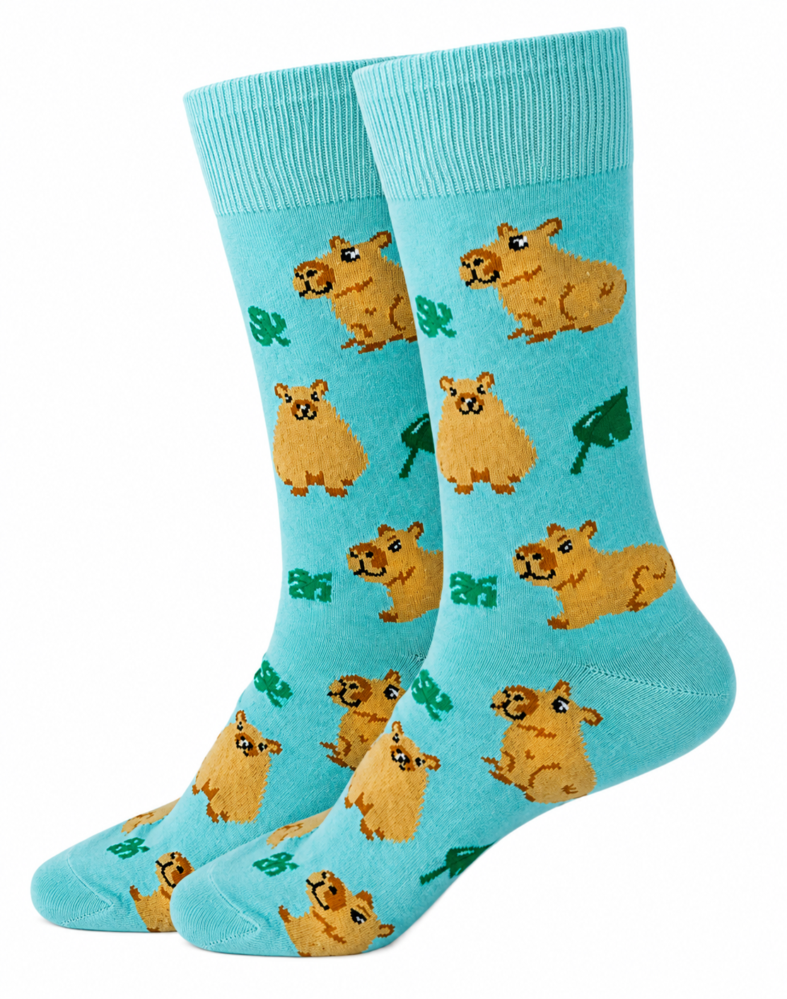 Calcetines Divertidos "Capibaras Con Hojas"