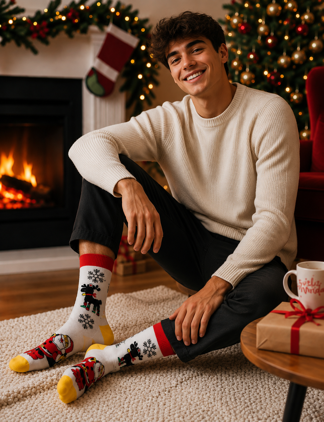 Calcetines Navidad / "Reno Con Santa Claus"