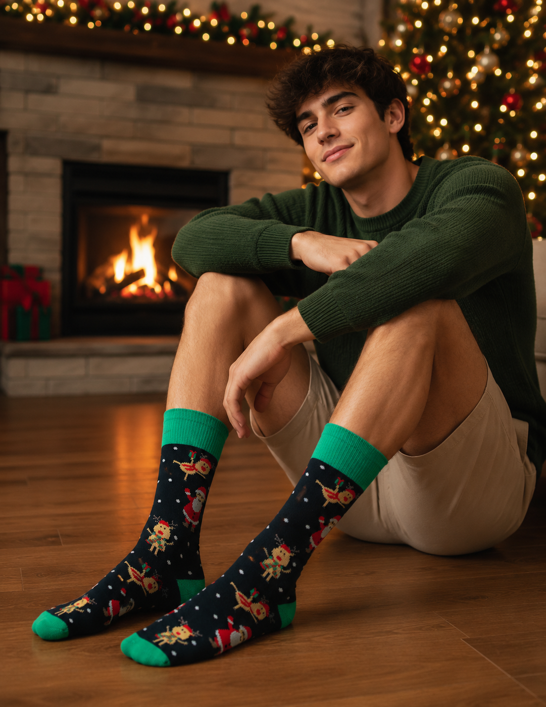 Calcetines Navidad / "Santa Claus Y Renos"