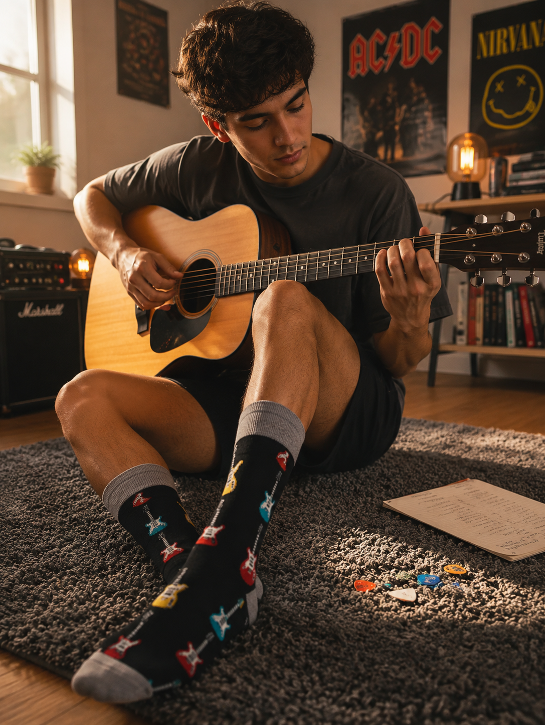 Calcetines Divertidos "Guitarras De Colores"
