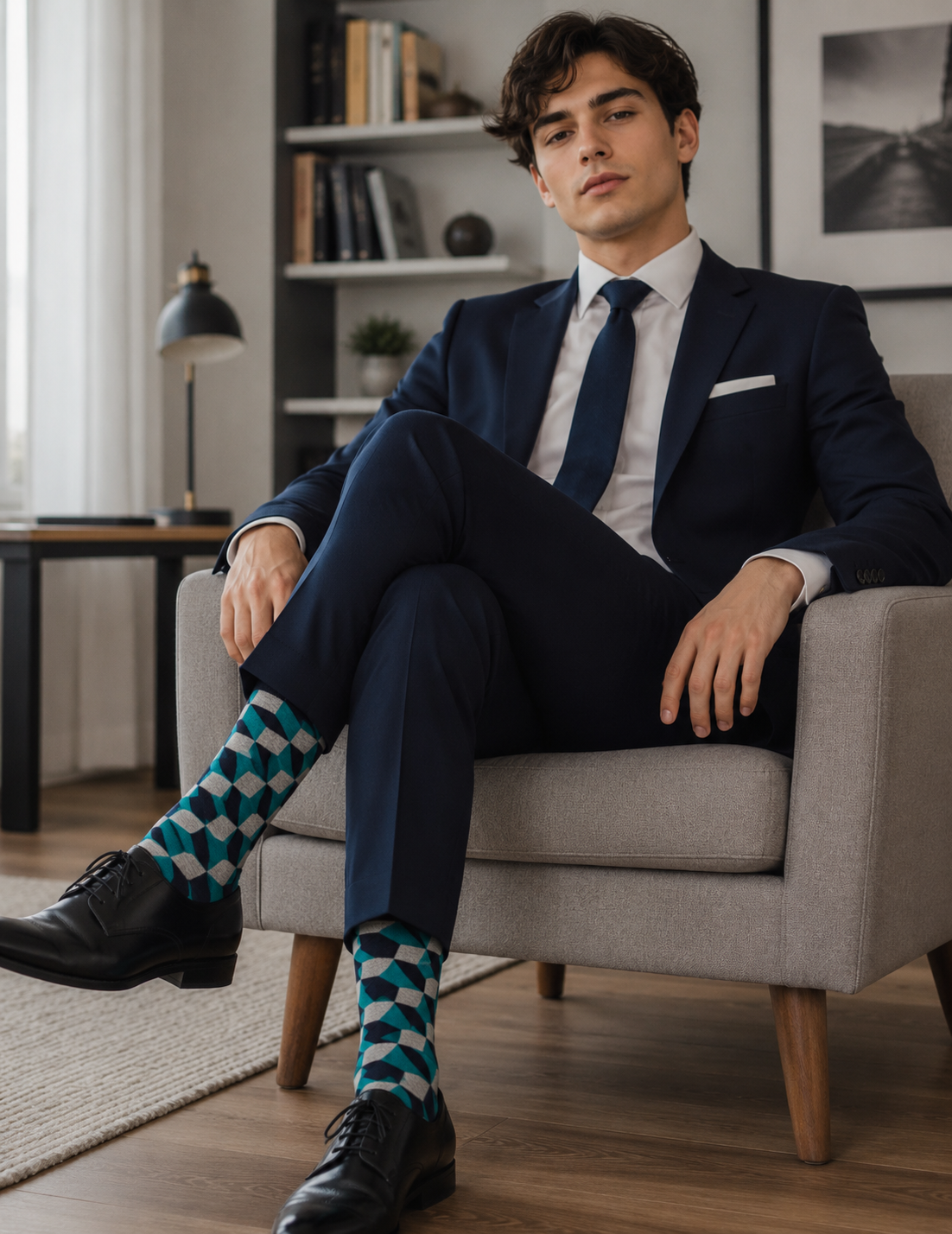 Calcetines "Cubos 3D Color Azul"