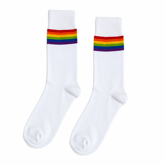 Calcetines "Rayas Arcoíris LGBT Pride Color Blanco"